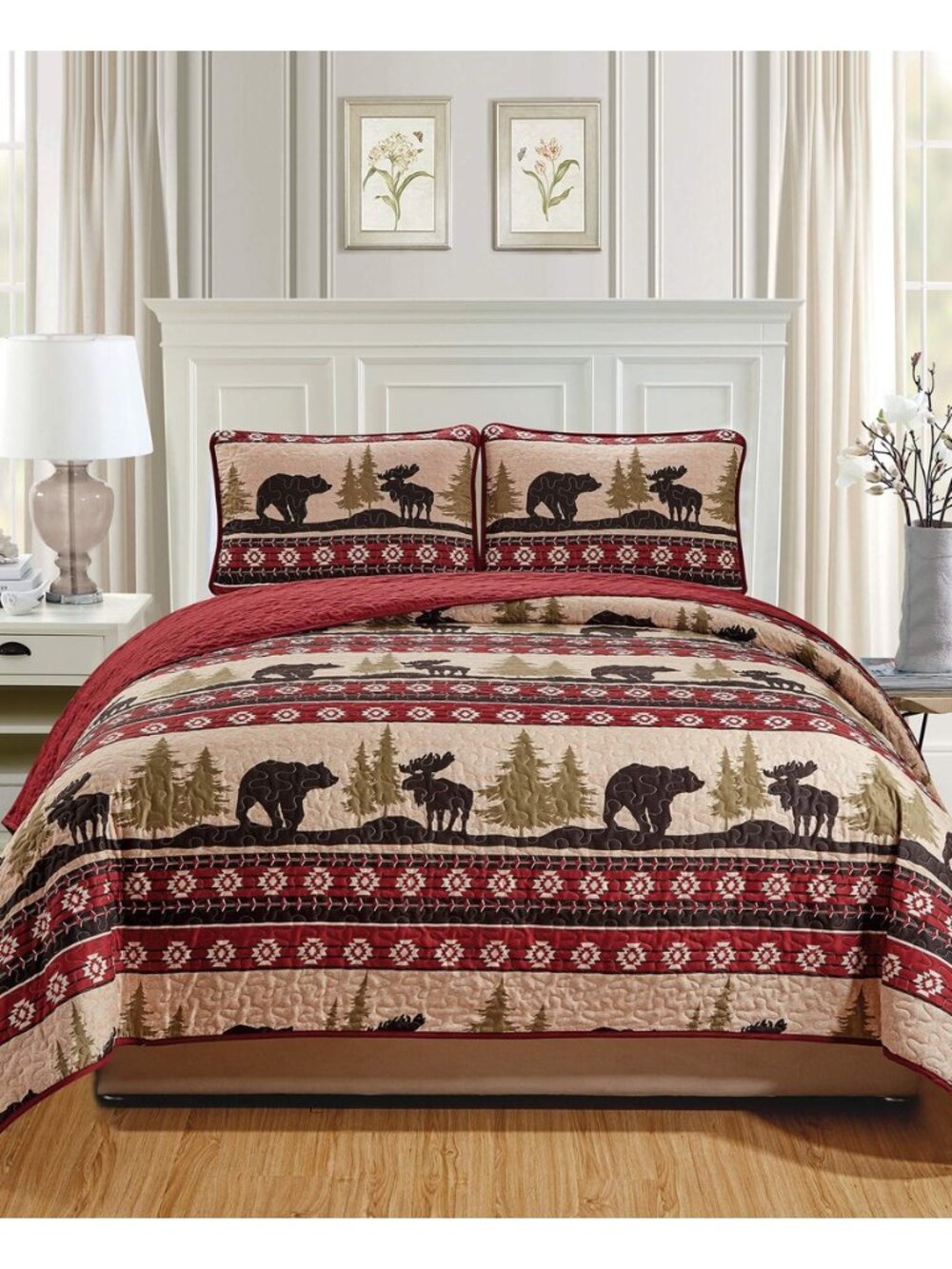 Rustic Western Southwestern Quilt Bedspread Set with Native American Designs